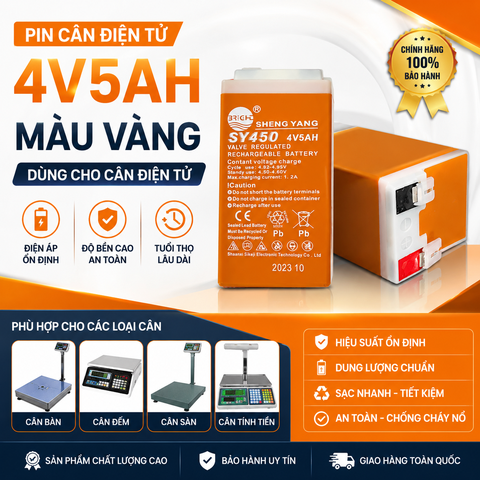 Pin (Ắc Quy) cân điện tử 4V/5Ah-SY450 Vàng Chất Lượng