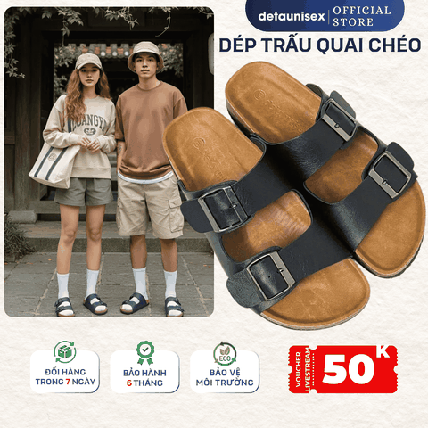 Dép đế trấu Birken 2 khoá nam nữ điều chỉnh thông minh - DETA21