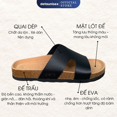 Dép đế trấu chữ K nam nữ thời trang tối giản DETA16