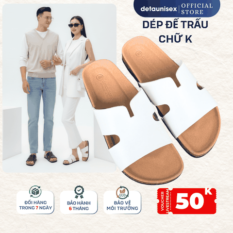 Dép đế trấu chữ K nam nữ thời trang tối giản DETA16