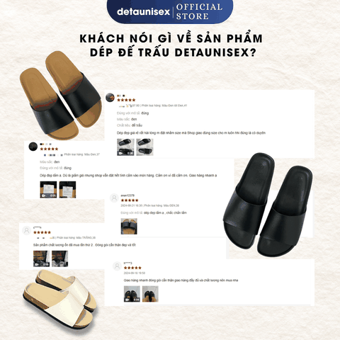 Dép đế trấu quai ngang bảng lớn nam nữ phong cách tối giản DETA12