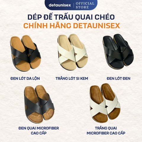Dép đế trấu quai chéo nam nữ chính hãng phong cách tôi giản - DETA23