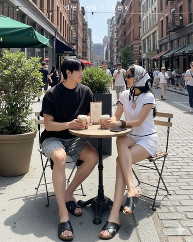 Dép đế trấu quai chéo nam nữ chính hãng phong cách tôi giản - DETA23