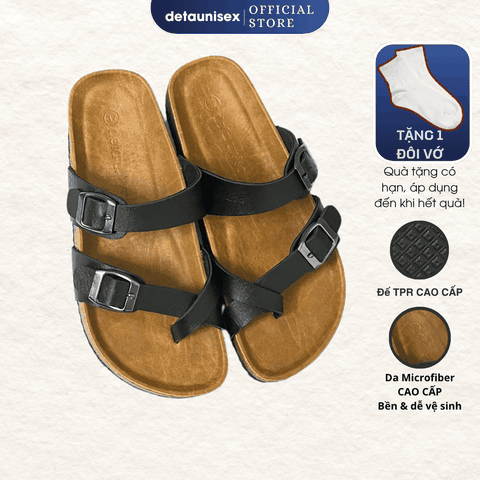 Dép đế trấu xỏ ngón nam nữ chính hãng phong cách tôi giản - DETA22