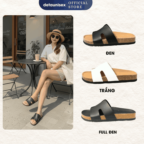Dép đế trấu chữ H nam nữ tối giản DETA14