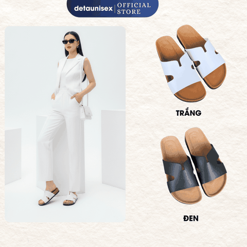 Dép đế trấu chữ K nam nữ thời trang tối giản DETA16