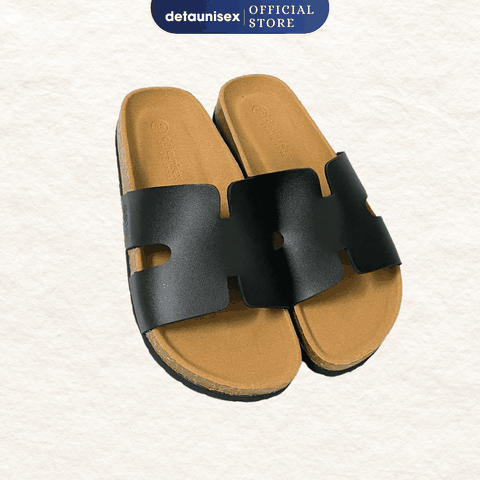 Dép đế trấu chữ H nam nữ tối giản DETA14