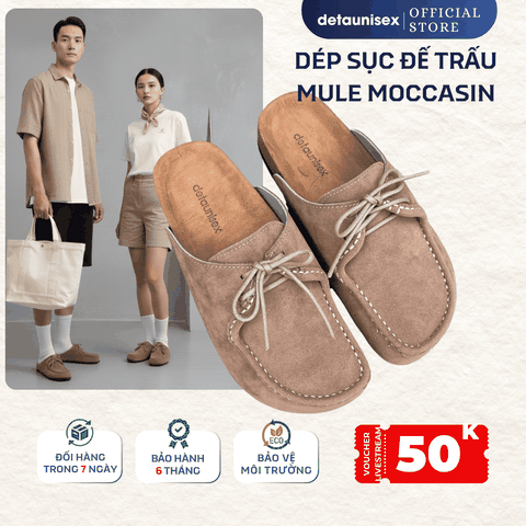 Dép sục đế trấu bánh mỳ Mule Moccasin DETA52