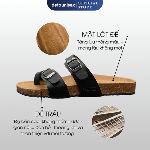 Dép đế trấu xỏ ngón nam nữ chính hãng phong cách tôi giản - DETA22