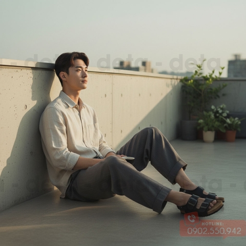 Giày sandal đế trấu quai hậu 2 khoá nam nữ - SATA21