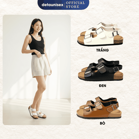 Giày sandal đế trấu quai hậu 2 khoá nam nữ - SATA21