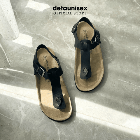 Giày sandal đế trấu xỏ ngón thời trang Detaunisex Màu Đen - SATA11