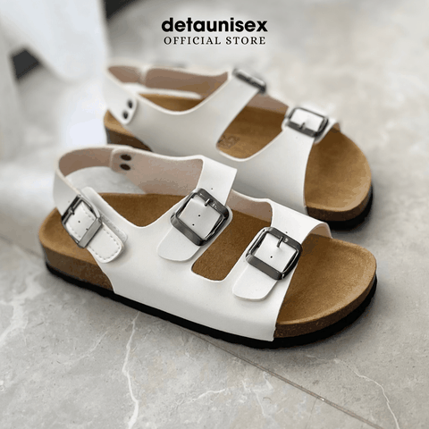 Giày sandal đế trấu 2 khóa phong cách văn phòng Detaunisex Màu Trắng - SATA21