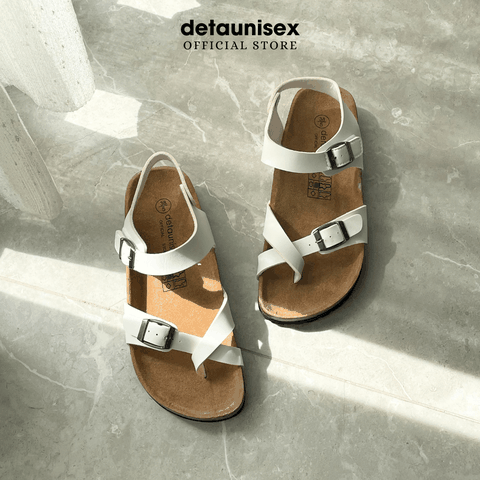Giày sandal đế trấu xỏ ngón nam nữ Detaunisex Màu Trắng - SATA22