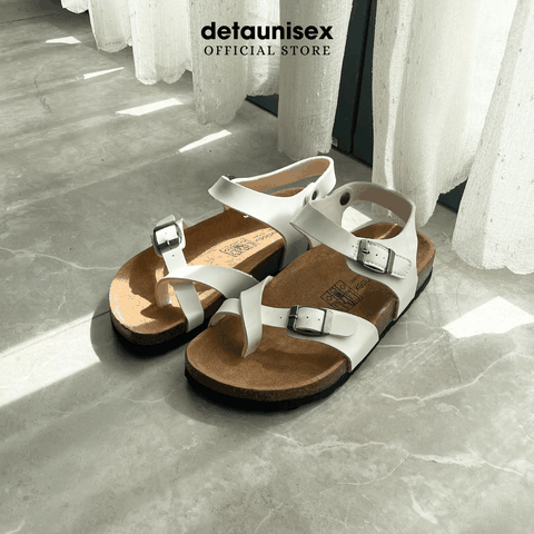 Giày sandal đế trấu xỏ ngón nam nữ Detaunisex Màu Trắng - SATA22