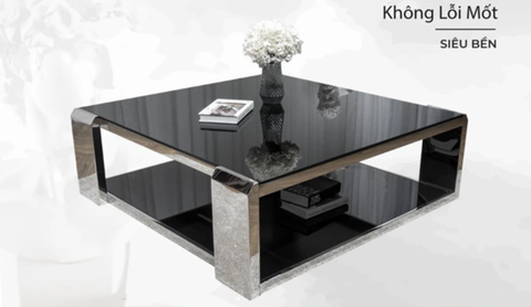 Bàn Trà Mặt Kính Vuông chân inox CT1724-1