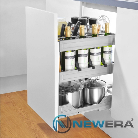 GIÁ ĐỰNG GIA VỊ, CHAI LỌ, DAO THỚT NEWERA GIẢM CHẤN GẮN LIỀN, CHẤT LIỆU INOX HỘP 304, 300MM