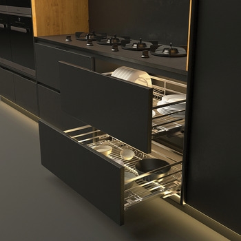 PHỤ KIỆN TỦ BẾP DƯỚI, BỘ RỔ KÉO ĐỰNG CHÉN ĐĨA