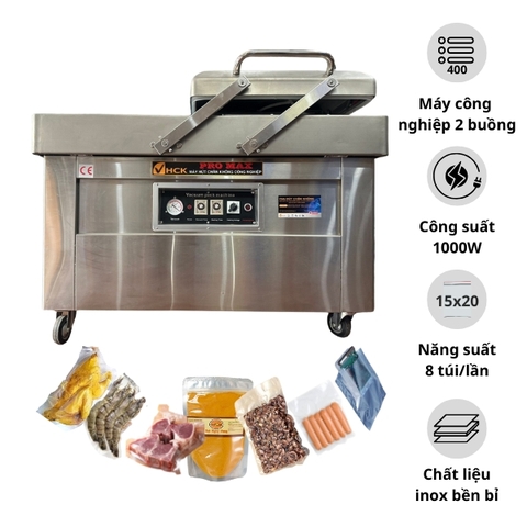 Máy Hút Chân Không Công Nghiệp 2 Buồng DZQ400 2SA