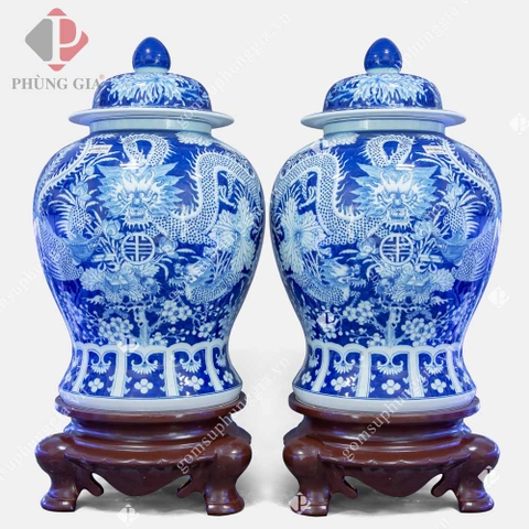 Tứ Linh Tiến Lộc - Trắng xanh