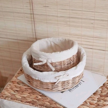 Rổ mây tròn có lót vải