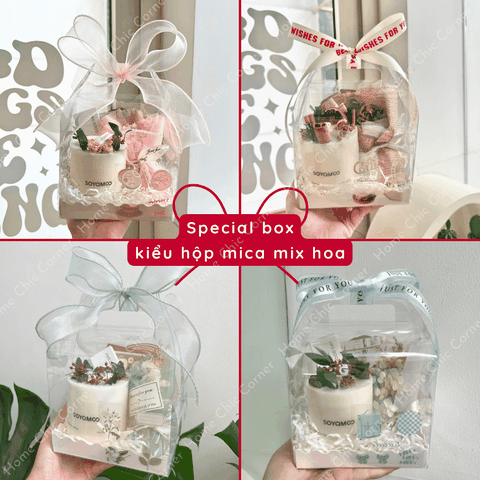 Set quà micabox nến hoa khô mix hoa mini [Chỉ ship Grab nội thành HCM]