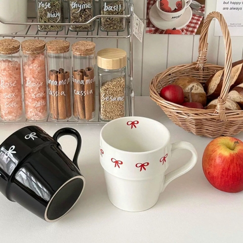 Cốc sứ nơ trắng đen