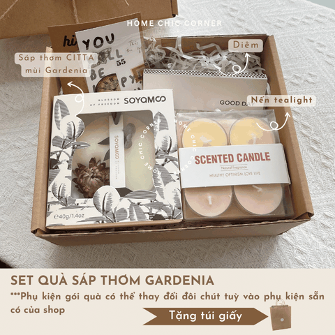 Set quà sáp thơm Soyam by Citta và nến tealight - Gardenia