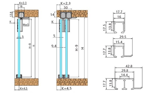 TD142-PK cho cửa kính lùa giảm chấn