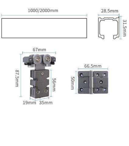 TM77- PK cửa lùa gấp ray treo