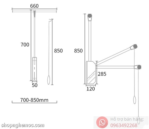 TM39 - Bộ tay nâng hạ móc áo