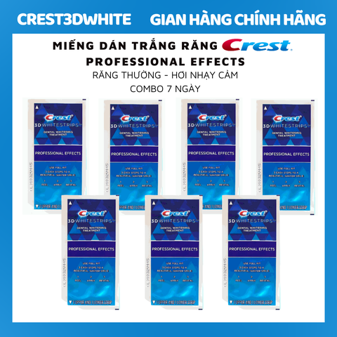 Miếng Dán Trắng Răng Crest 3D White Professional Effects Của Mỹ - Làm Trắng Răng Tại Nhà Tẩy Trắng Răng Cấp Tốc Combo 7 gói