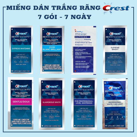 Miếng Dán Trắng Răng Crest 3D White Của Mỹ - Làm Trắng Răng Tại Nhà Tẩy Trắng Răng Cấp Tốc Combo 7 gói