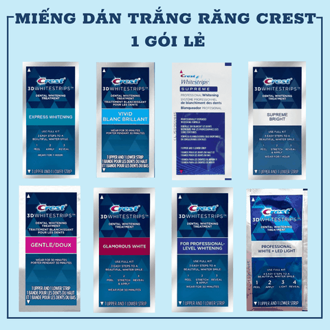 Miếng Dán Trắng Răng Crest 3D White Của Mỹ - Làm Trắng Răng Tại Nhà Tẩy Trắng Răng Cấp Tốc 1 Gói