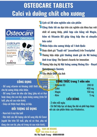 OSTEOCARE Tablets – Đủ Canxi và đủ dưỡng chất cho xương chắc khỏe