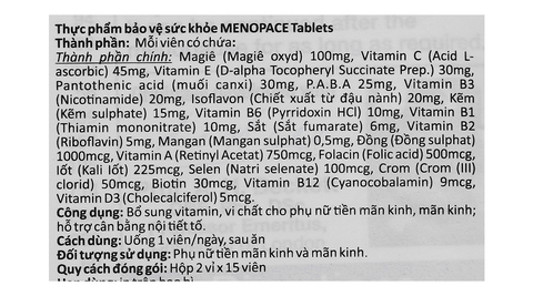 Menopace Original cho phụ nữ (H/30 viên)