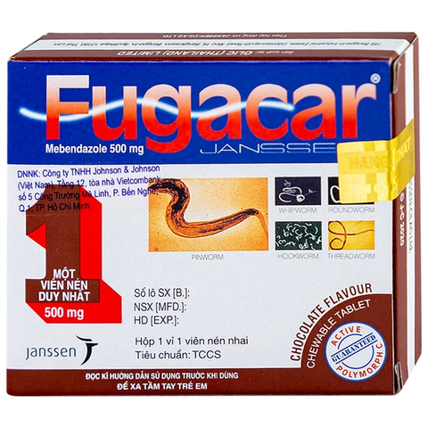 Fugacar Mebendazol 500 mg - Vị Chocolate
