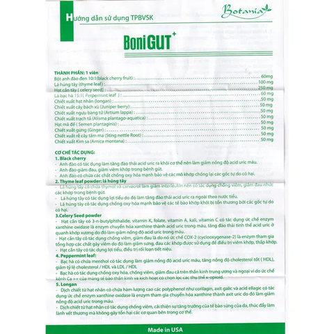 Bonigut hỗ trợ gout