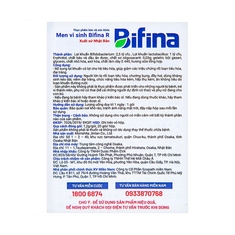 Men vi sinh Bifina R H/20g