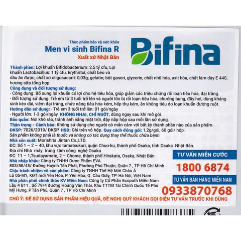 Men vi sinh Bifina R H/60g