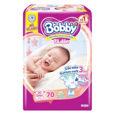 Tã dán Bobby dưới 5kg 70 miếng