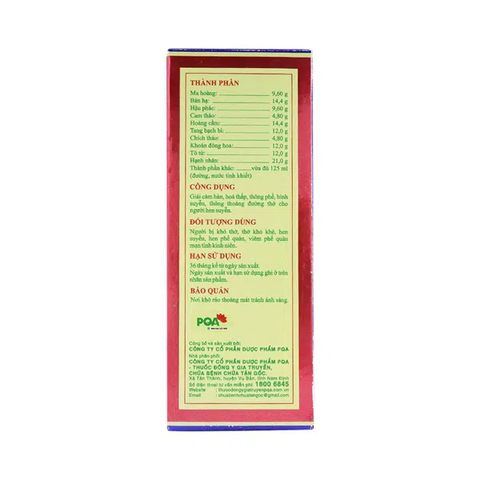 Siro PQA dùng cho người hen suyễn 125ml