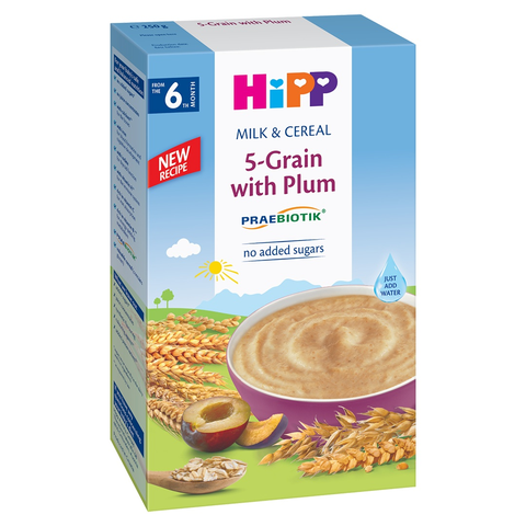 Bột ăn dặm Hipp Sữa Ngũ Cốc Mận Tây 5-Grain With Prune từ 6m