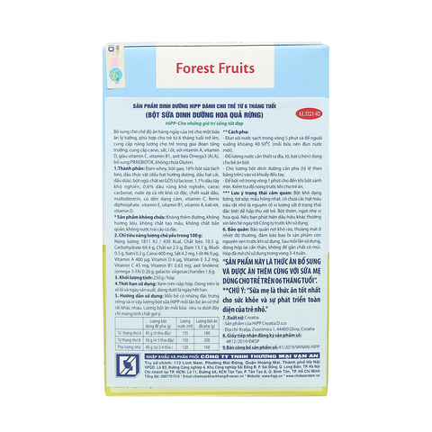 Bột ăn dặm Hipp Sữa Ngũ Cốc Hoa Quả Rừng Milk Cereal Forest Fruits từ 6m