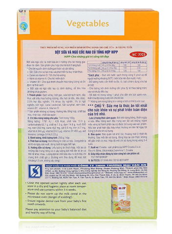 Bột ăn dặm tổng hợp Hipp Sữa Ngũ Cốc Rau Củ Tổng Hợp Vegetables 6-36m