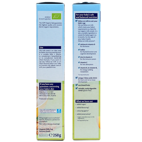 Bột ăn dặm Hipp vị chuối, Đào Banana Peach từ 4m