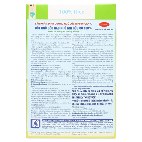 Bột ăn dặm Hipp 100% Rice Ngũ cốc gạo nhũ nhi hữu cơ từ 4m