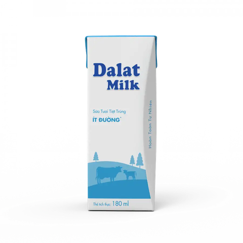 Sữa Dalat Milk Tiệt trùng ít đường 180ml