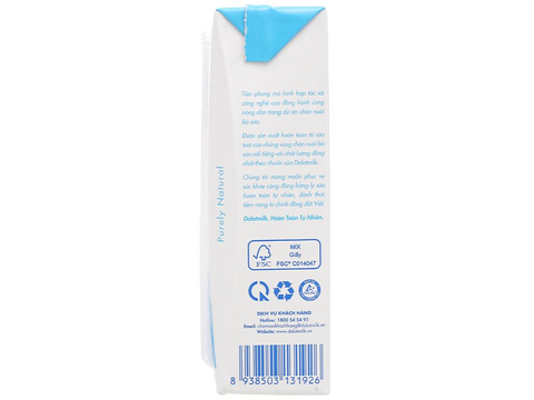 Sữa Dalat Milk Tiệt trùng ít đường 180ml