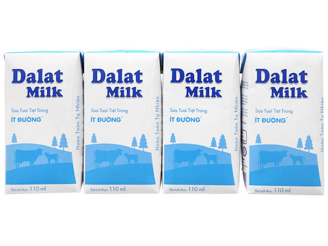 Sữa Dalat Milk Tiệt trùng ít đường 110ml